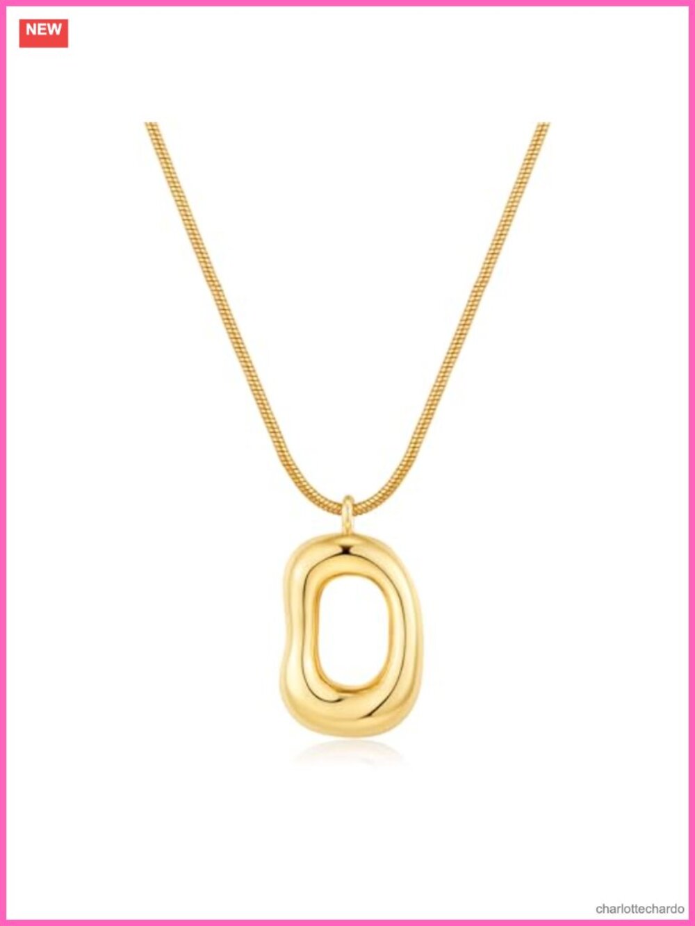 Minimalist Chunky Snake Chain Necklace with Irregular Oval Pendant